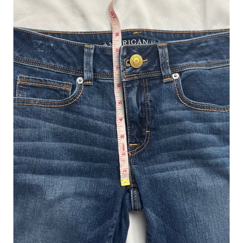 American Eagle Kick Boot Jeans Womens 6 Dark Wash Flap Pocket Bootcut Denim - Picture 10 of 16
